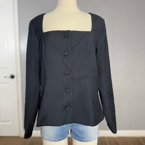 Abercrombie and Fitch Long-Sleeve Squareneck Tailored Vest, Black, L